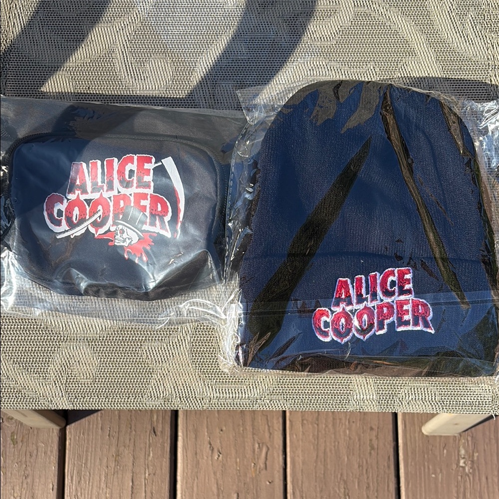 Black Alice Cooper Beanie and Fanny Pack Set